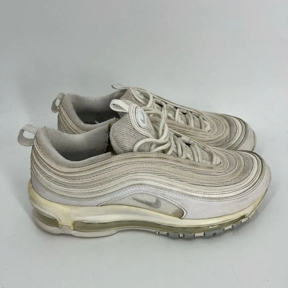 Nike Air Max 97 Shoes Size 9.5 Womens Triple White Platinum 921733-100 Sneaker